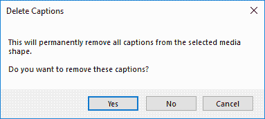 Delete Captions window