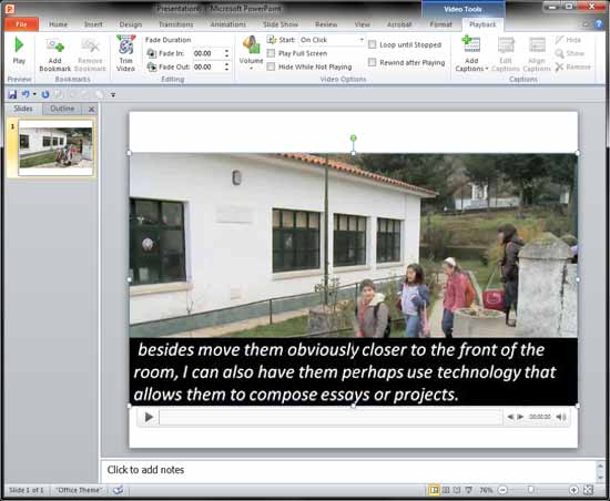 Captions imported into PowerPoint Captions imported into PowerPoint