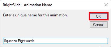 Give a name to your saved animations in BrightSlide