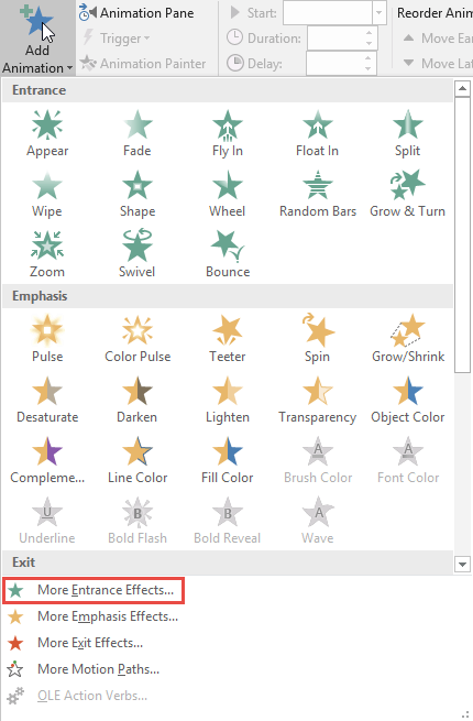 Add Animation drop-down gallery Add Animation drop-down gallery