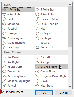 Add Motion Path dialog box Add Motion Path dialog box