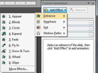 Entrance animations Entrance animations