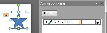 One animation listed within the Animation Pane One animation listed within the Animation Pane