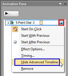 Hide Advanced Timeline option to be selected Hide Advanced Timeline option to be selected