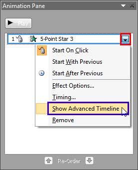 Show Advanced Timeline option to be selected