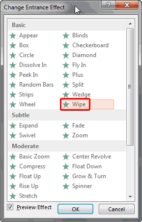 Wipe entarnce effect Wipe entarnce effect