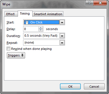 Timing tab Timing tab