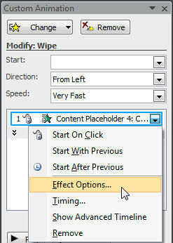 Effect Options Effect Options