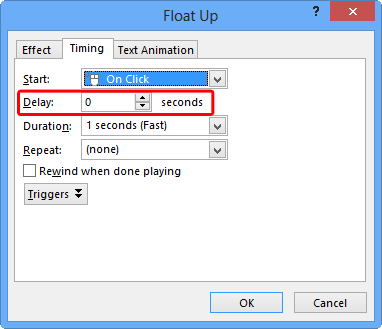 Delay option within your animation dialog box