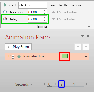2 seconds delay is applied to the selected animation