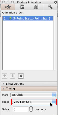 Speed option within the Custom Animation tab of the Toolbox