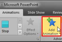 Add Animation button within the Animations tab Add Animation button within the Animations tab