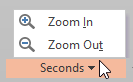 Zoom options within Seconds drop-down list