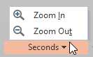 Zoom options within Seconds drop-down list Zoom options within Seconds drop-down list