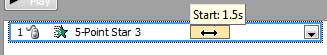 Animation bar being dragged to establish a new start time Animation bar being dragged to establish a new start time