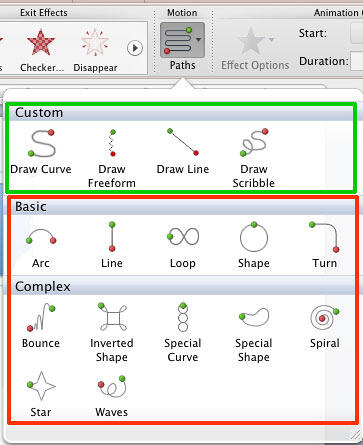 Motion Paths drop-down gallery Motion Paths drop-down gallery