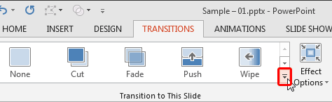 More button within the Transition to This Slide group