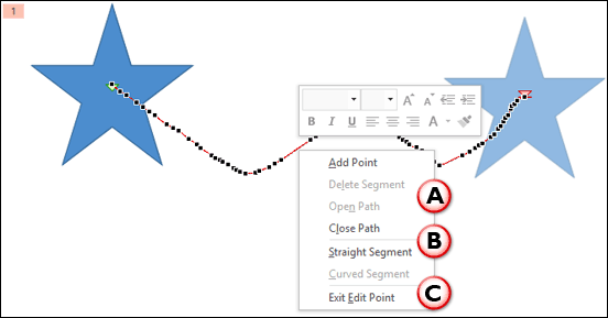 Motion Path in Edit Points mode with line segment editing options