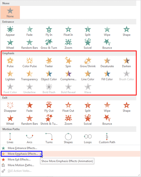 Emphasis Animations in PowerPoint 2013 for Windows