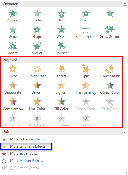 Emphasis Animations in PowerPoint 2016 for Windows