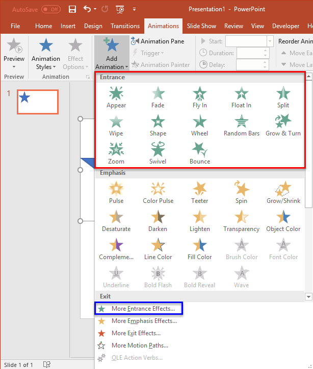 Entrance Animations in PowerPoint 2016 for Windows