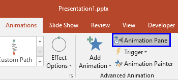 Animation Pane button
