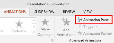 Animation Pane button within the Animations tab