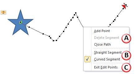 Motion Path in Edit Points mode with line segment editing options Motion Path in Edit Points mode with line segment editing options