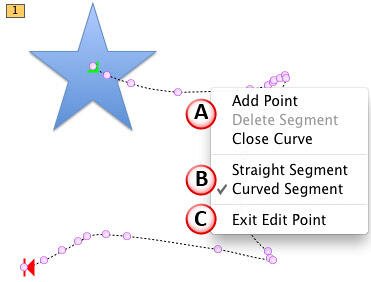 Motion Path in Edit Points mode with line segment editing options