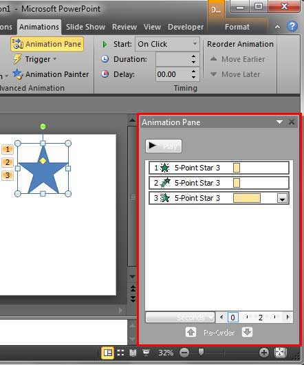 Animation Pane within PowerPoint interface