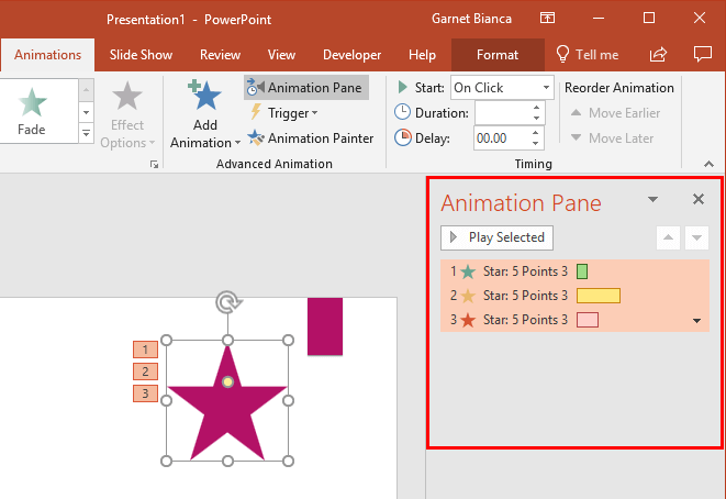 Animation Pane within PowerPoint interface