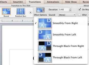 Learn PowerPoint 2011 for Mac: Slide Transition Effect Options