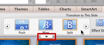 where is the shatter transistion for powerpoint on mac