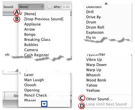 Sound drop-down list Sound drop-down list