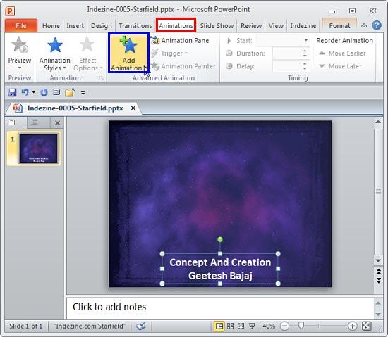 Add Animation button Add Animation button