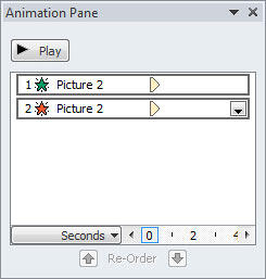 Applied animations listed within Animation Pane