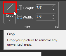 Clip the Crop button in PowerPoint 365