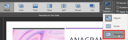 Using the Morph Transition with Characters in PowerPoint 365 for Windows