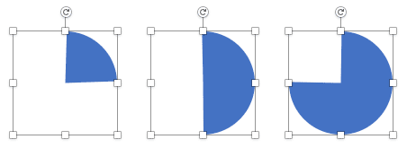 3 of the 5 Harvey ball shapes being created in PowerPoint 365 for Mac