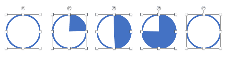 Place the Pie shapes over the perfect circle shapes