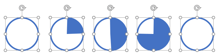 Place the Partial Circle shapes over the perfect circle shapes Place the Partial Circle shapes over the perfect circle shapes