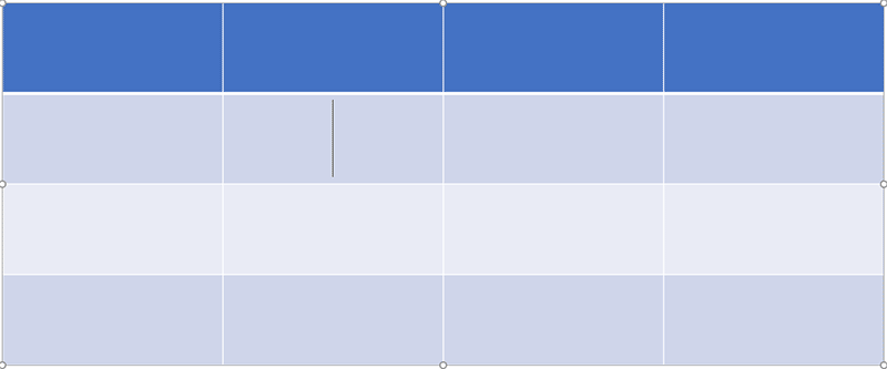 Place an insertion point within a table cell in PowerPoint 365