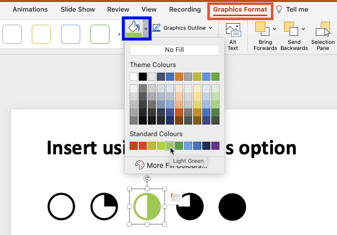 Place an insertion point within a table cell in PowerPoint 365 for Mac