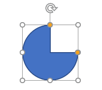 Notice the two handles on the Partial Circle shape in PowerPoint 365