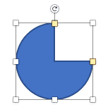 Notice the two handles on the Pie shape in PowerPoint 365 for Mac Notice the two handles on the Pie shape in PowerPoint 365 for Mac