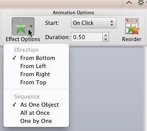 Options to edit sequencing of the animation