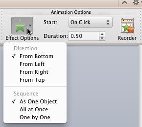 Options to edit sequencing of the animation Options to edit sequencing of the animation