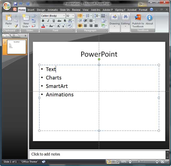 Bulleted text slide