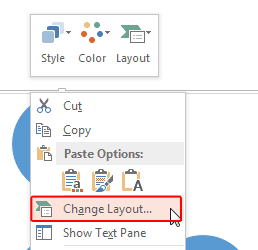 Change Layout option selected