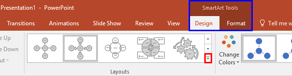 SmartArt Tools Design tab selected SmartArt Tools Design tab selected